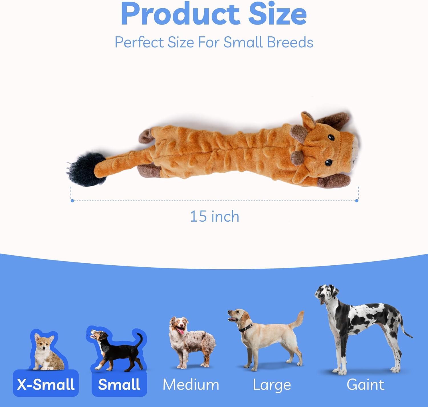 Dog Squeaky and Crinkle Plush Toys, 5 Pack No Stuffing Chew Toys for Small, Medium, and Large Dogs