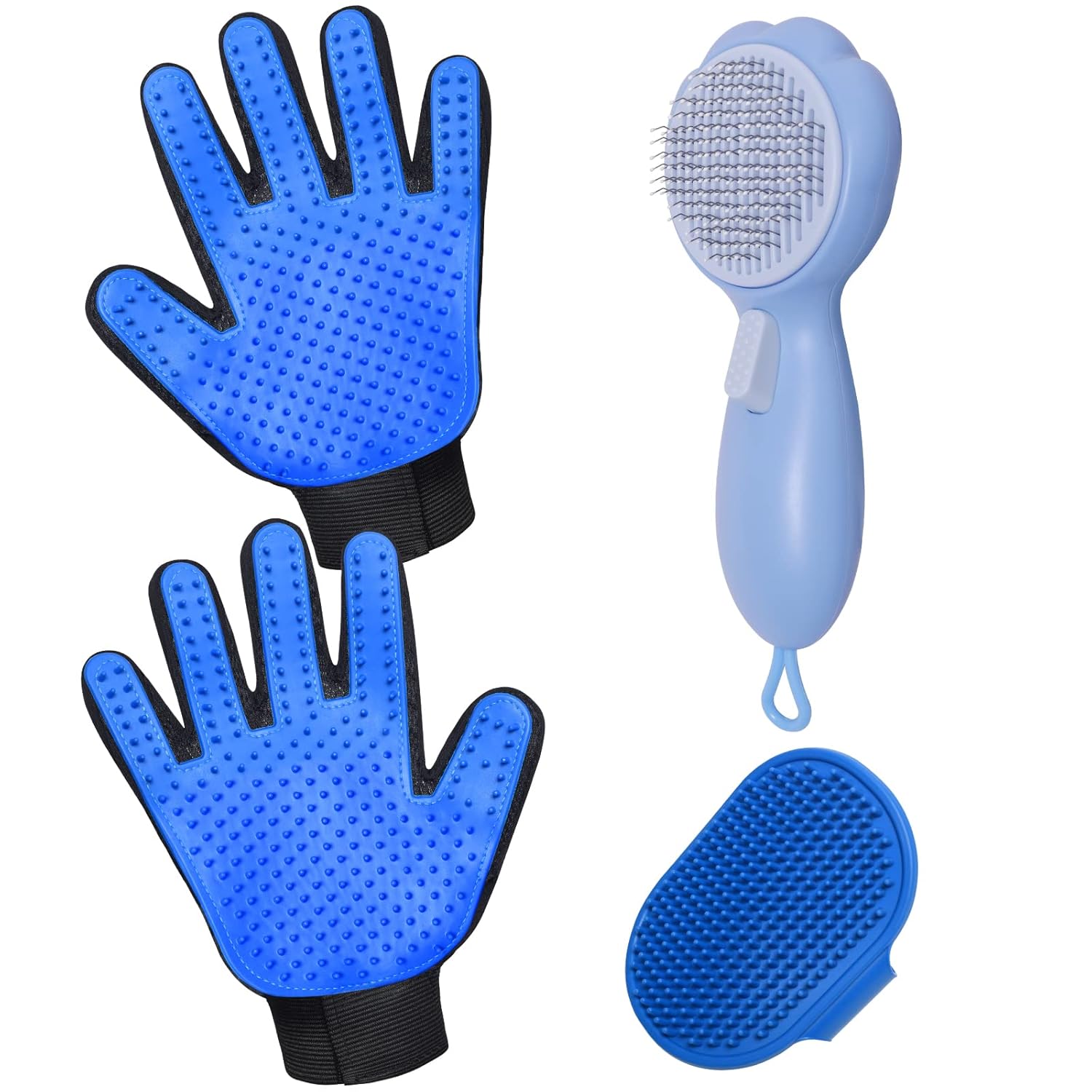 Pet Grooming Glove Brush and Reusable Hair Remover, Manual Fur Removal Tool for Cats and Dogs