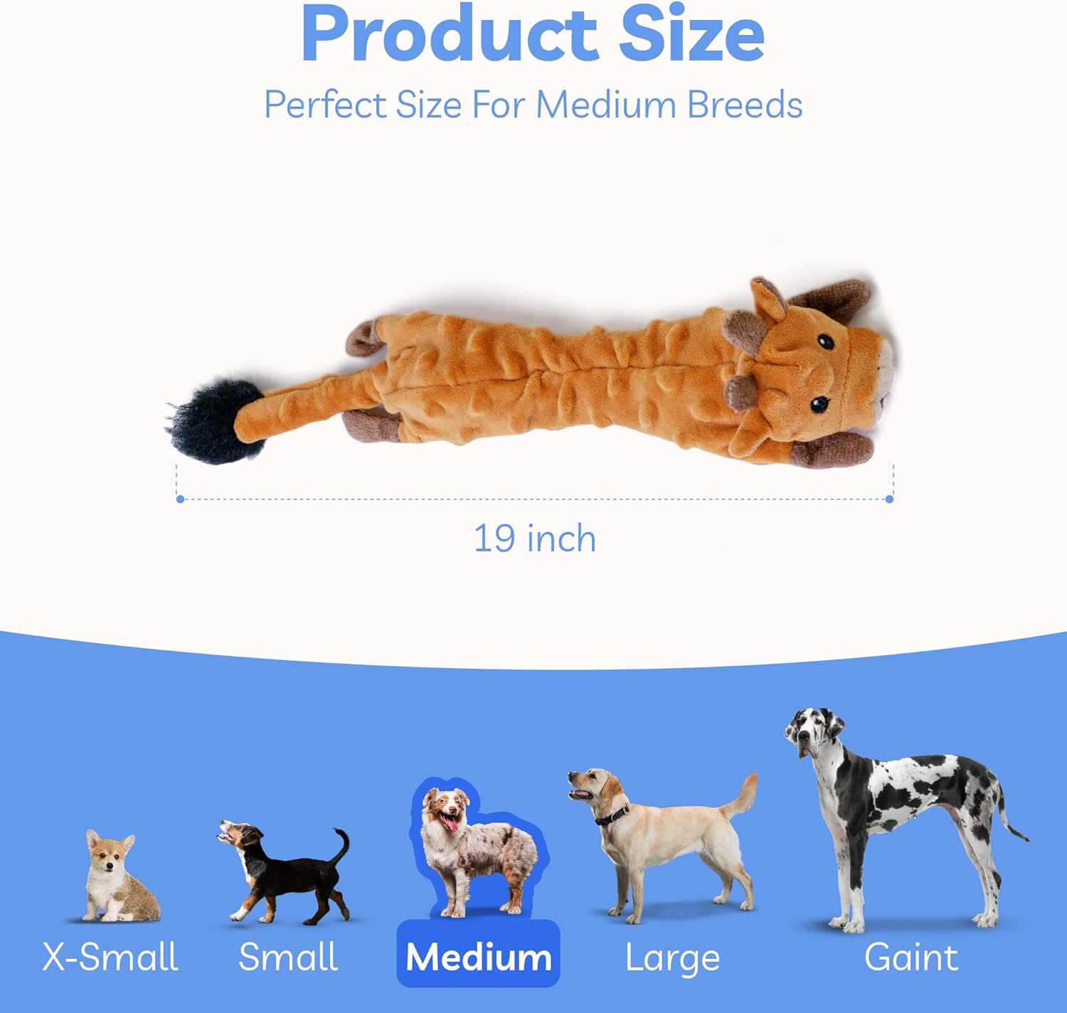 Dog Squeaky and Crinkle Plush Toys, 5 Pack No Stuffing Chew Toys for Small, Medium, and Large Dogs