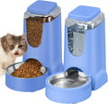 Gravity Cat Food Feeder and Water Dispenser Set with Stainless Steel Bowl, Large Capacity for Small and Medium Pets, 1 Gallon x 2