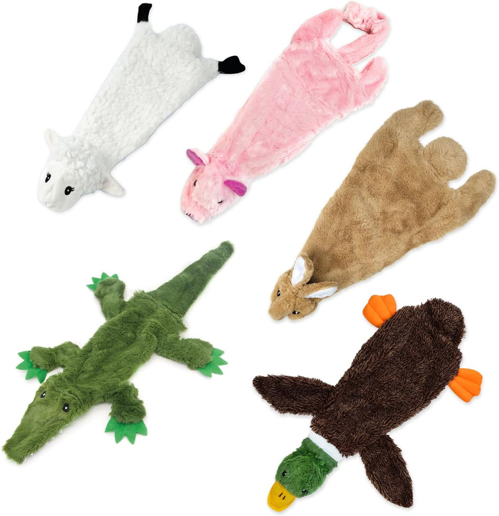 Squeaky Plush Dog Toys with Soft Durable Fabric, Interactive Indoor Play Toys for Small, Medium, and Large Dogs, 4-Piece Set (Small)