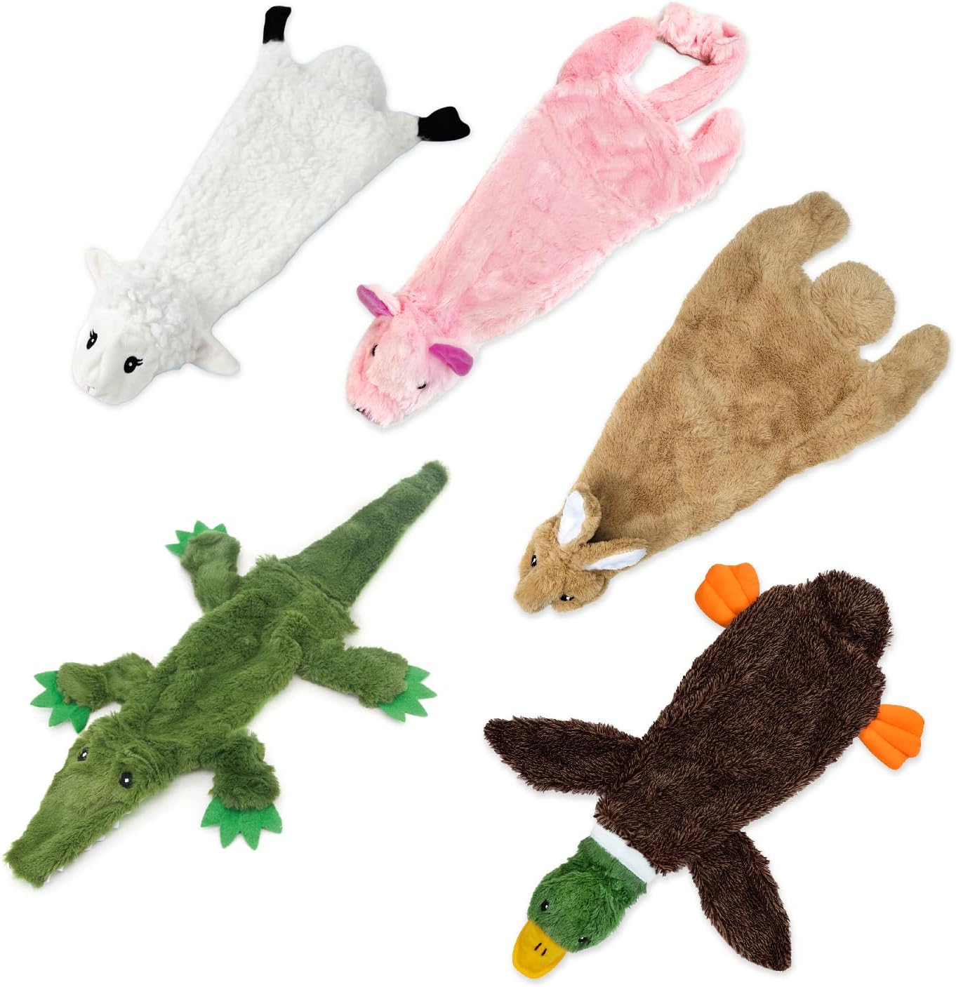 Squeaky Plush Dog Toys with Soft Durable Fabric, Interactive Indoor Play Toys for Small, Medium, and Large Dogs, 4-Piece Set (Small)