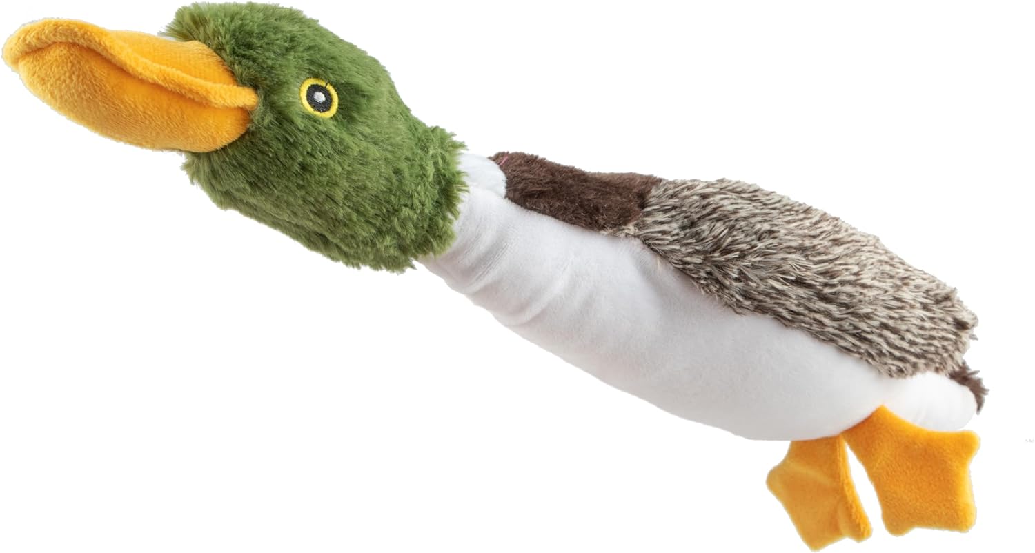 Interactive Squeaky Dog Chew Toy, Crinkle Duck Plush Toy for Small Medium and Large Dogs