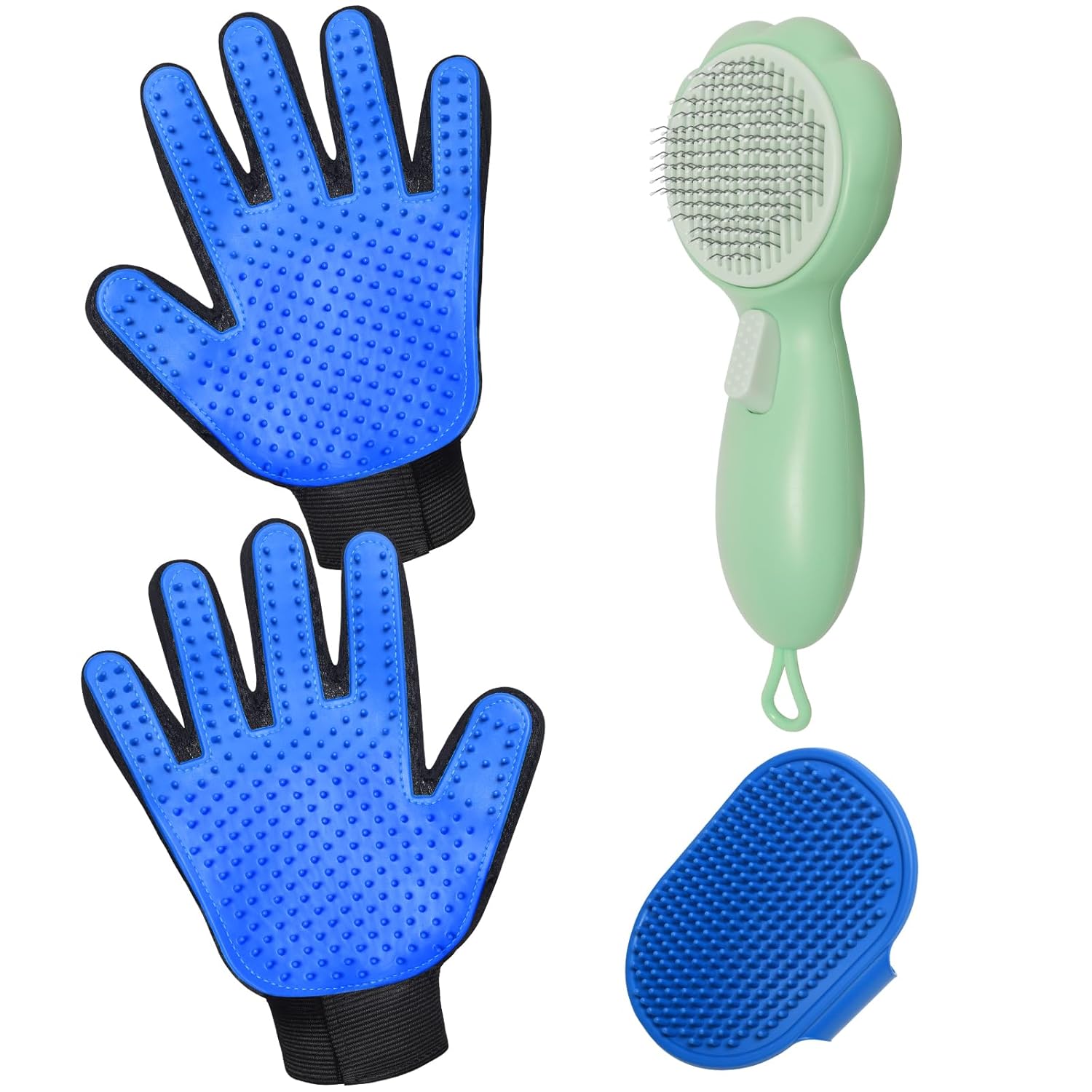 Pet Grooming Glove Brush and Reusable Hair Remover, Manual Fur Removal Tool for Cats and Dogs