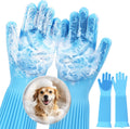 Pet Grooming Gloves with Silicone Bristles, Five-Finger Bathing and Cleaning Gloves for Dogs and Cats