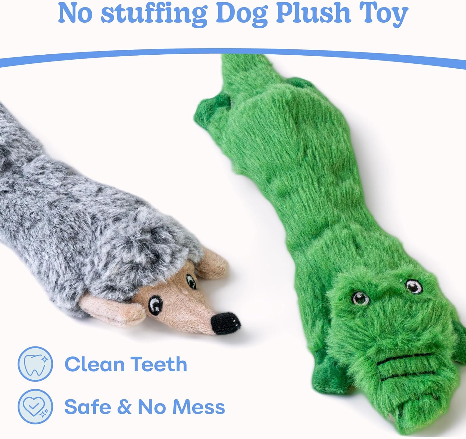 Dog Squeaky and Crinkle Plush Toys, 5 Pack No Stuffing Chew Toys for Small, Medium, and Large Dogs