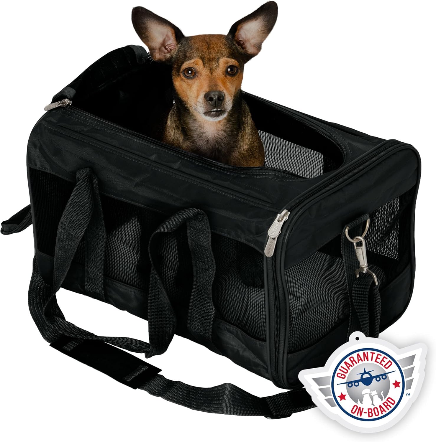 Airline Approved Soft-Sided Pet Travel Carrier, Deluxe Design, Large Size, Black
