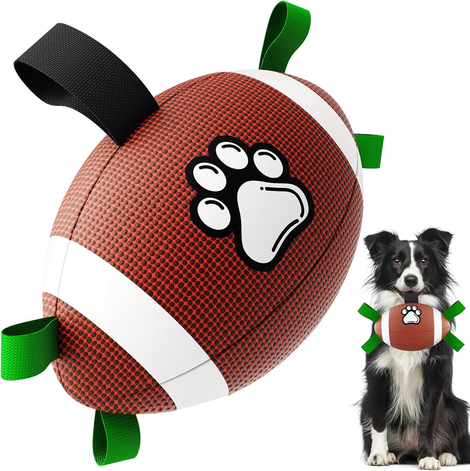 6 Inch Dog Soccer Ball Toy with Straps, Durable Interactive Outdoor Ball for Small and Medium Dogs