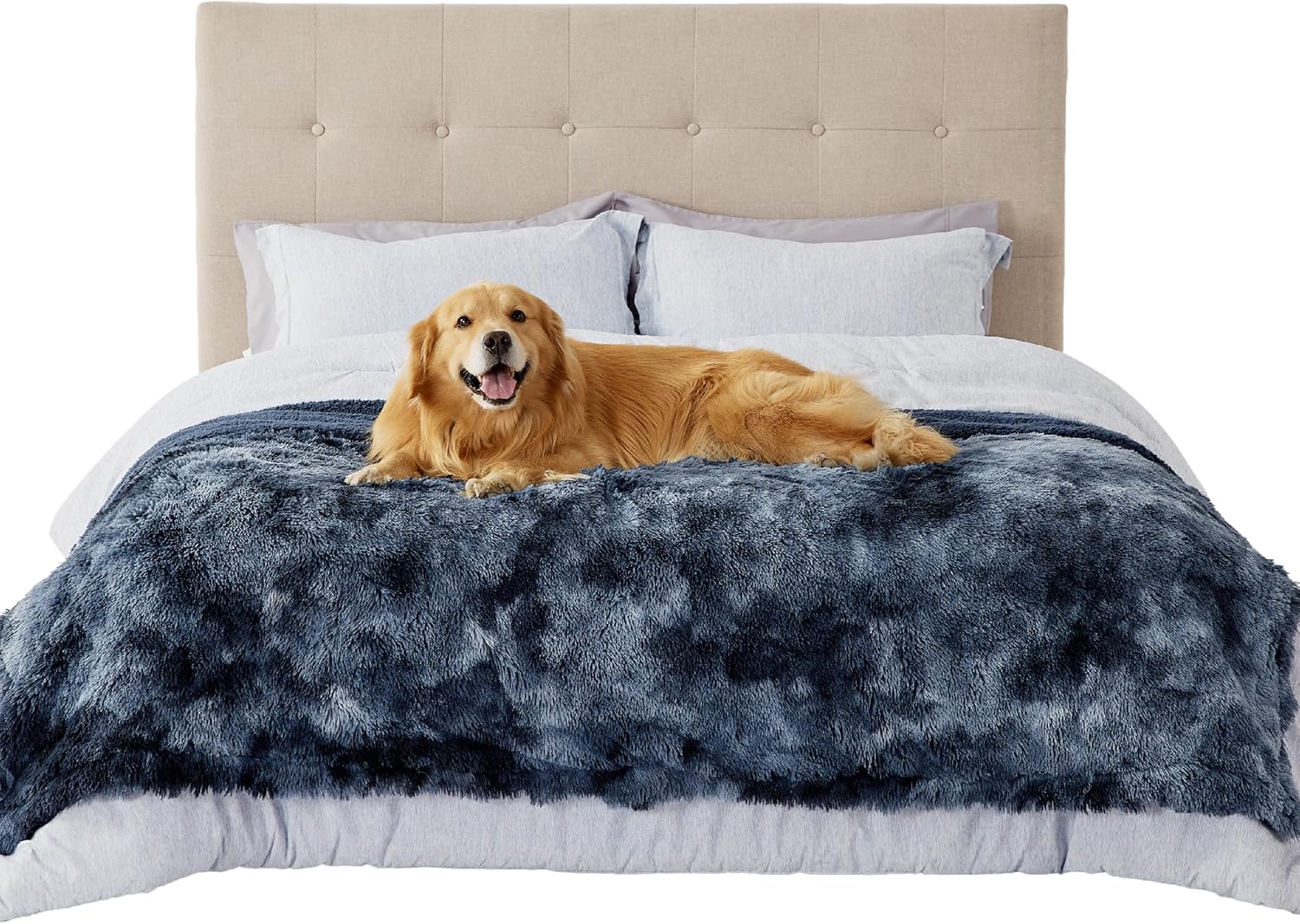 Waterproof Dog Blanket for Large Dogs, Reversible Faux Fur Pet Throw for Bed and Couch Protection, 60 x 80 Inches