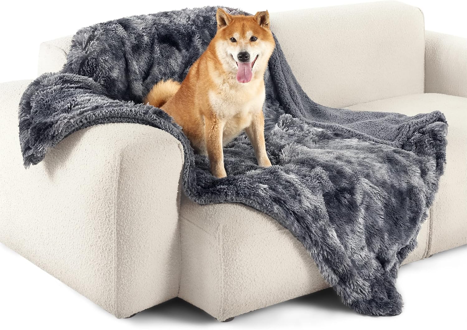Waterproof Dog Blanket for Large Dogs, Reversible Faux Fur Pet Throw for Bed and Couch Protection, 60 x 80 Inches
