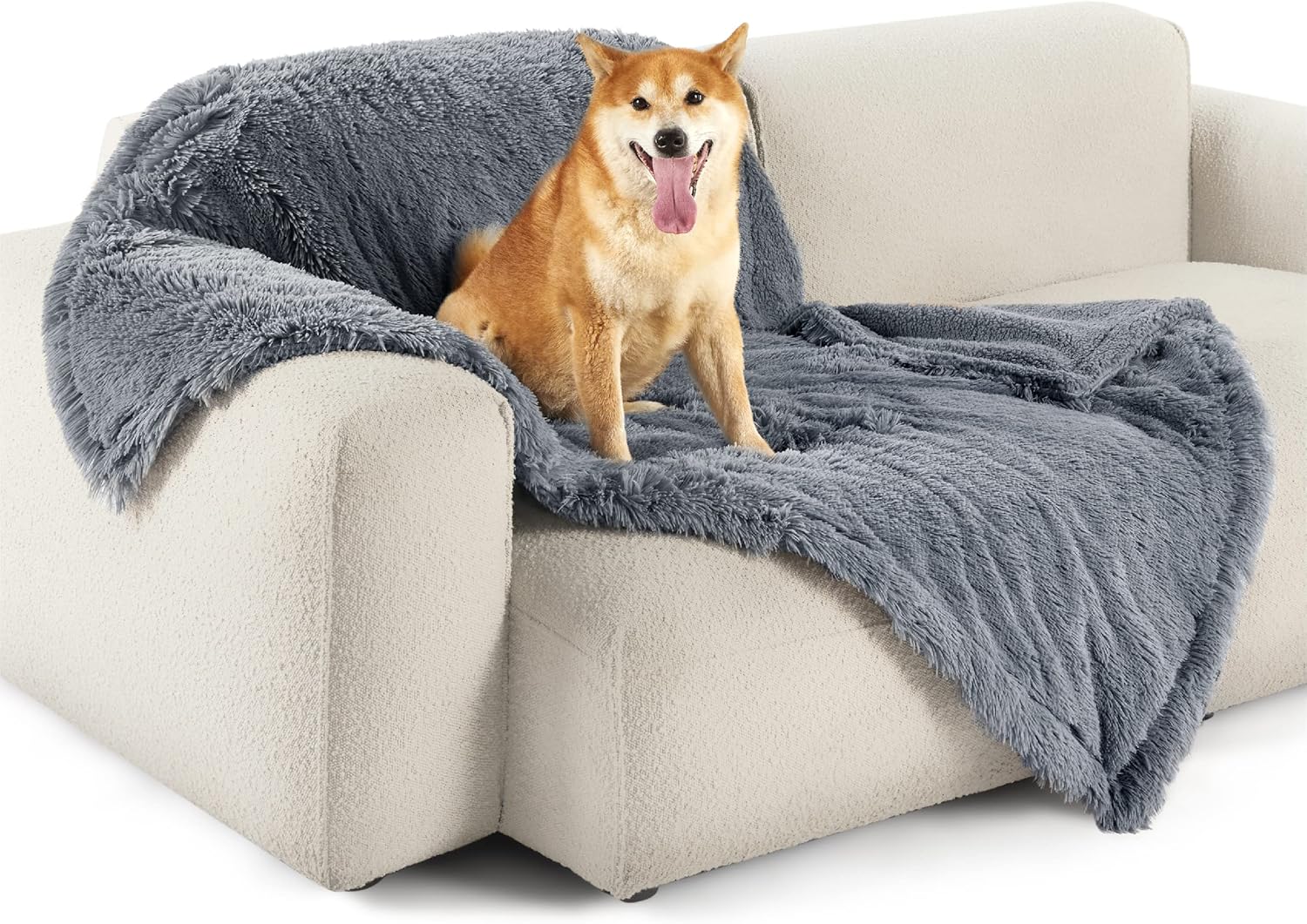 Waterproof Dog Blanket for Large Dogs, Reversible Faux Fur Pet Throw for Bed and Couch Protection, 60 x 80 Inches