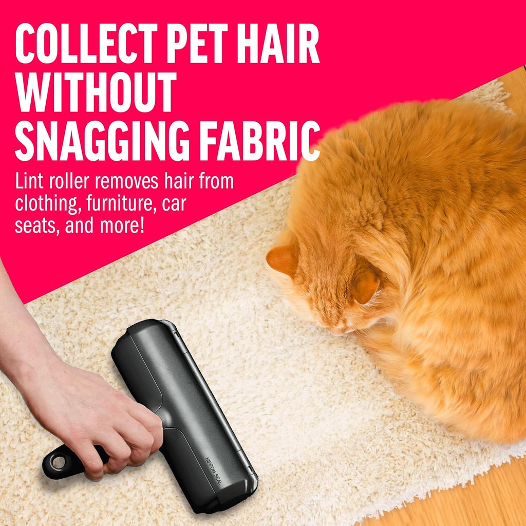 Reusable Pet Hair Remover Roller, Manual Lint Roller for Cat and Dog Hair on Furniture, Carpet, Couch, Car, and Bedding