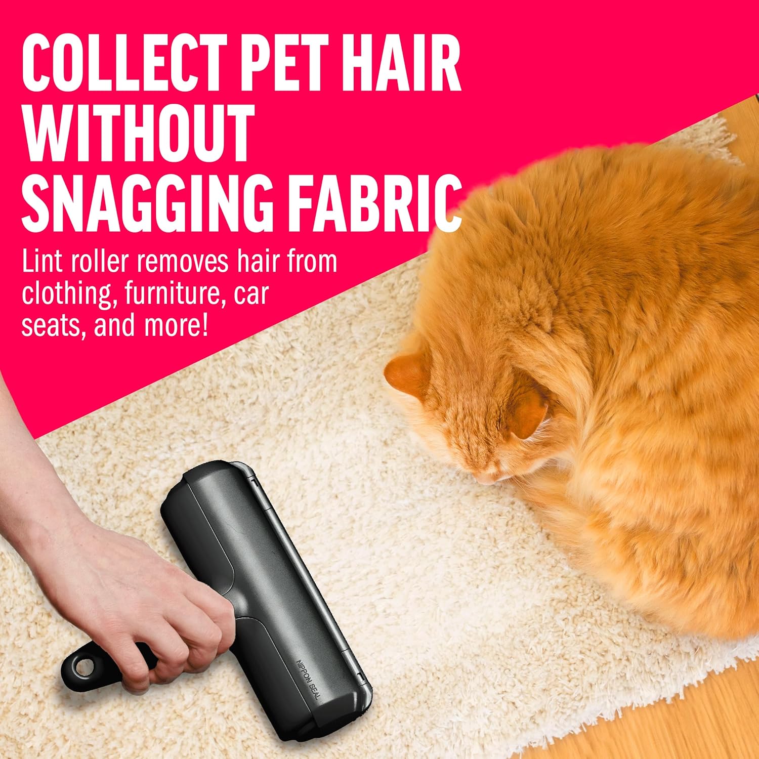 Reusable Pet Hair Remover Roller, Manual Lint Roller for Cat and Dog Hair on Furniture, Carpet, Couch, Car, and Bedding