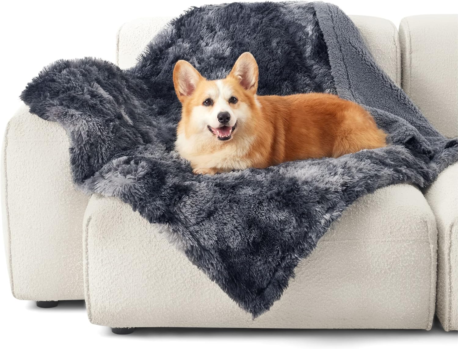 Waterproof Dog Blanket for Large Dogs, Reversible Faux Fur Pet Throw for Bed and Couch Protection, 60 x 80 Inches