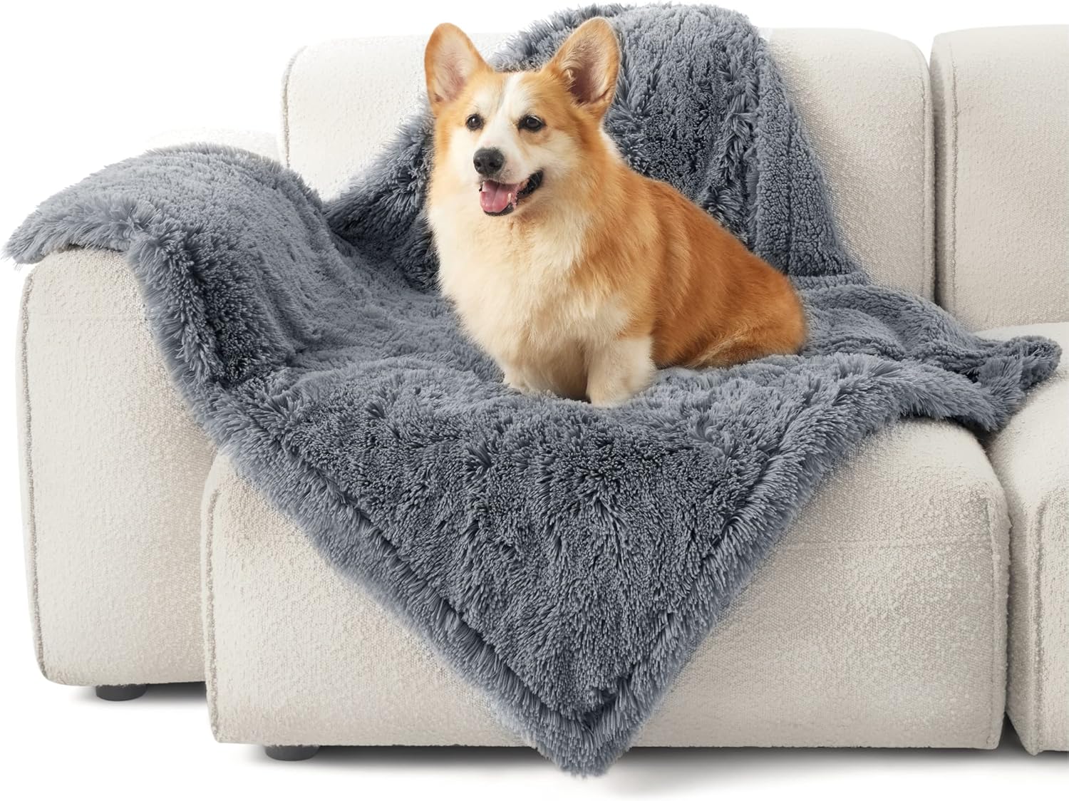 Waterproof Dog Blanket for Large Dogs, Reversible Faux Fur Pet Throw for Bed and Couch Protection, 60 x 80 Inches