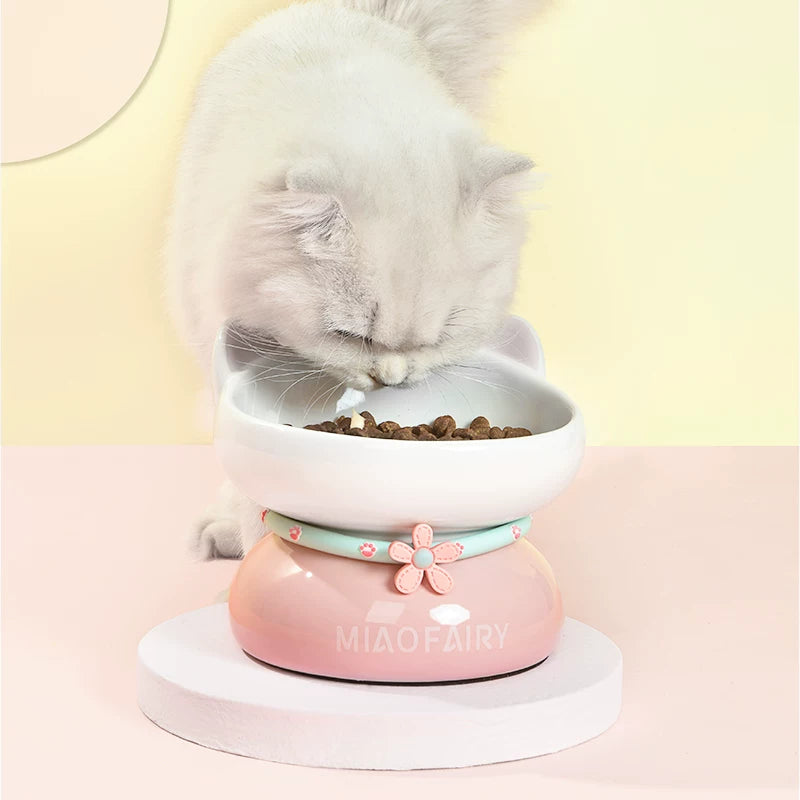 Pomdsds | Decorative Ceramic Pet Feeding Bowl with Raised Base for Daily Use