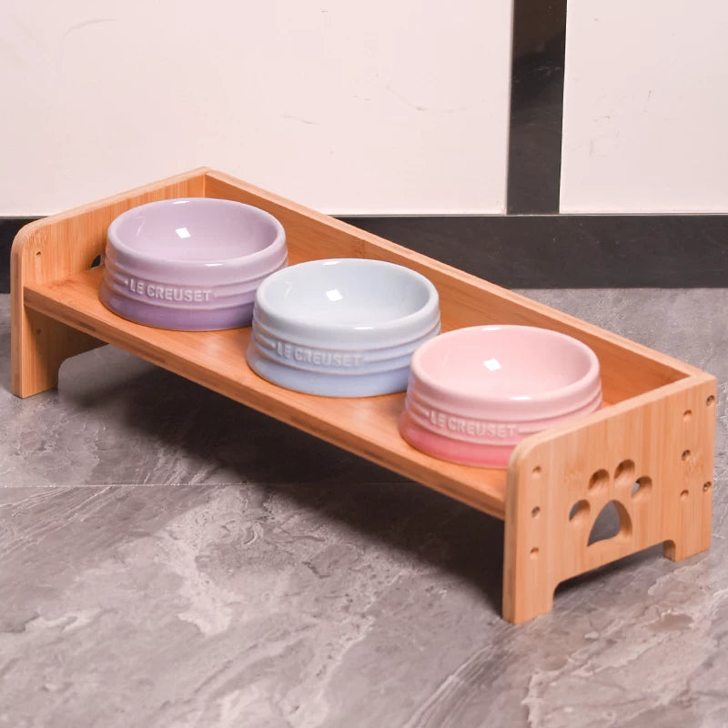 Pomdsds | Multi-Bowl Ceramic Pet Feeding Set with Wide Opening for Daily Use