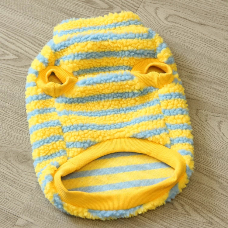 Pomdsds | Soft Fleece Pet Sweater with Striped Design, Everyday Autumn & Winter Wear for Dogs and Cats
