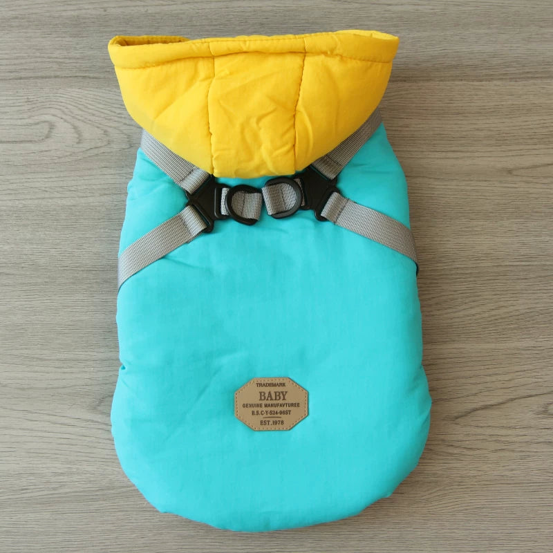 Pomdsds | Rainbow Cotton Pet Coat with Harness Style, Everyday Autumn & Winter Wear for Small Dogs