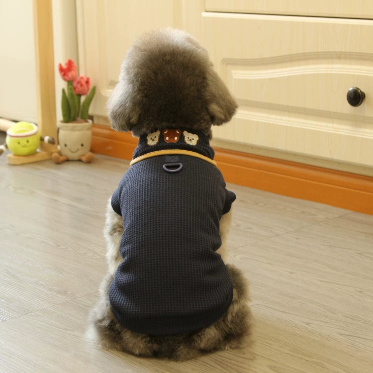 Pomdsds | Waffle-Texture Cotton Pet Top with Bear Print, Everyday Spring & Summer Wear for Dogs and Cats