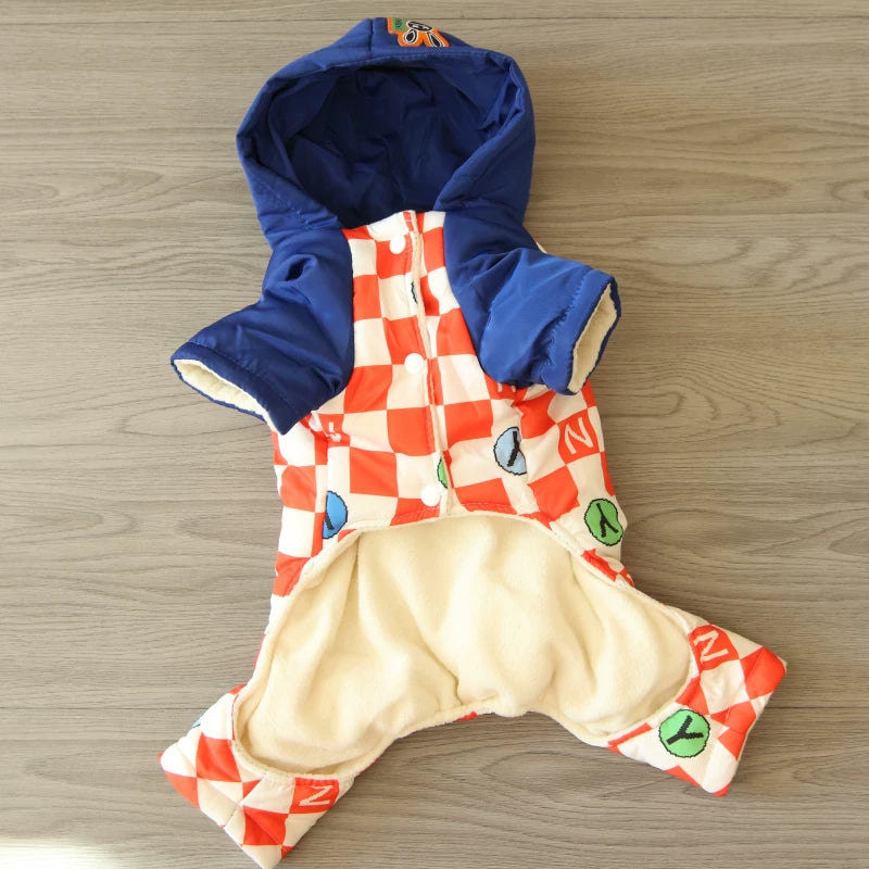 Pomdsds | Checkerboard Cotton Four-Leg Pet Outfit, Everyday Autumn & Winter Wear for Small Dogs