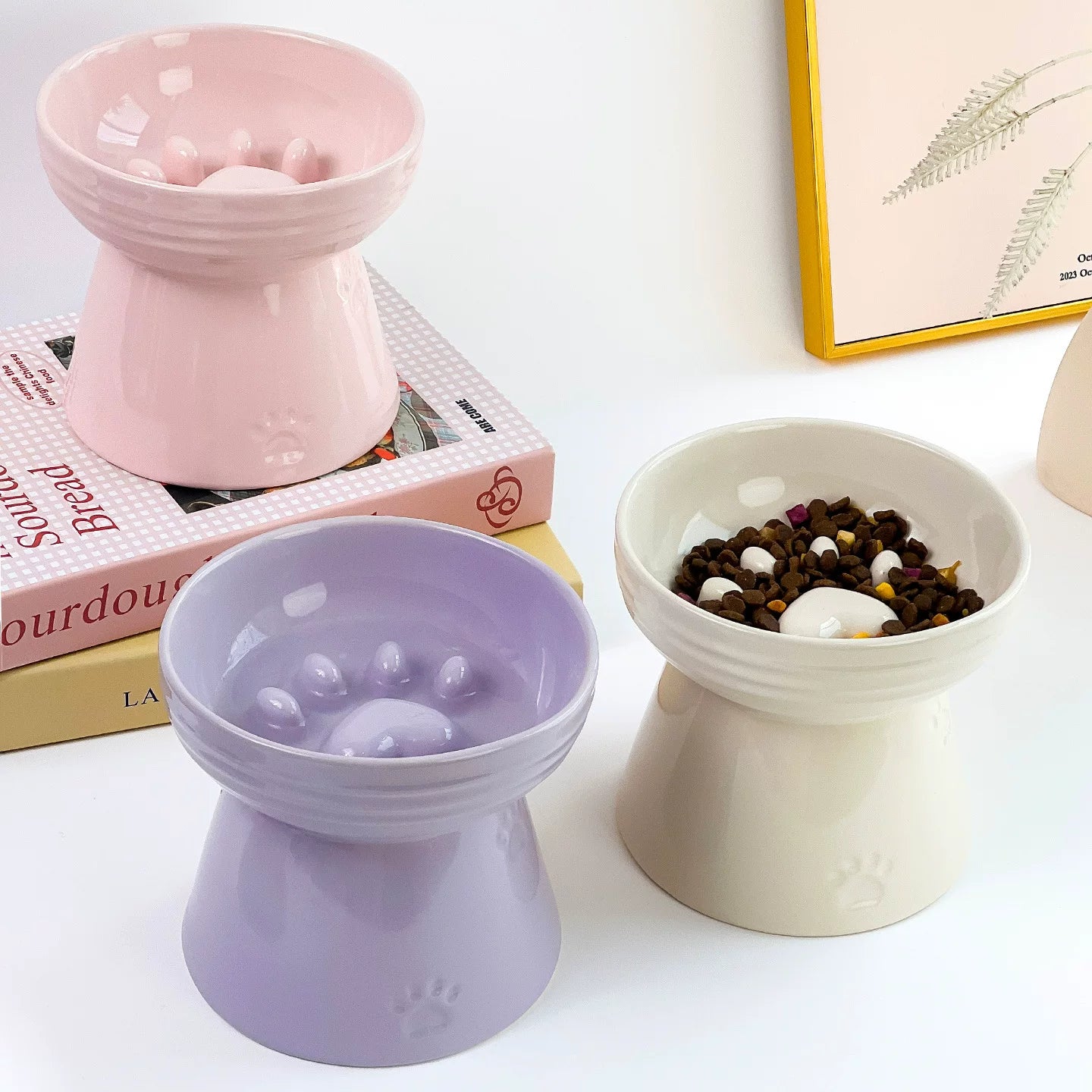 Pomdsds | Elevated Ceramic Pet Bowl with Textured Interior for Daily Feeding