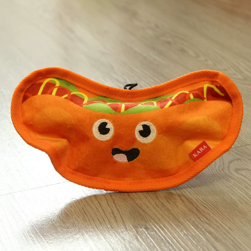 Pomdsds | Food-Themed Plush Dog Toy with Crinkle Texture and Gentle Sound, Everyday Play for Small to Medium Dogs