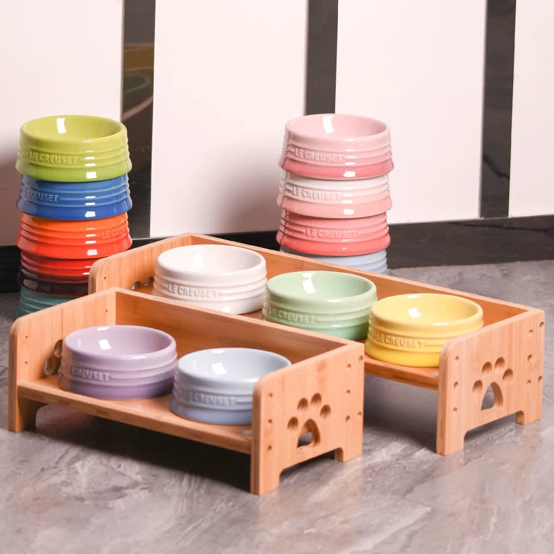 Pomdsds | Multi-Bowl Ceramic Pet Feeding Set with Wide Opening for Daily Use