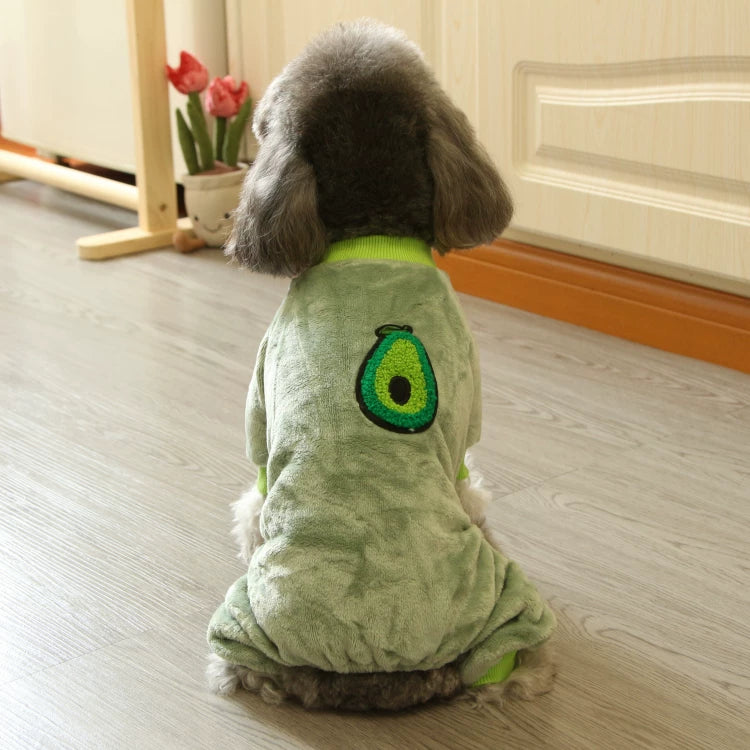 Pomdsds | Fruit-Themed Four-Leg Velvet Pet Outfit, Everyday Autumn & Winter Wear for Small Dogs and Cats