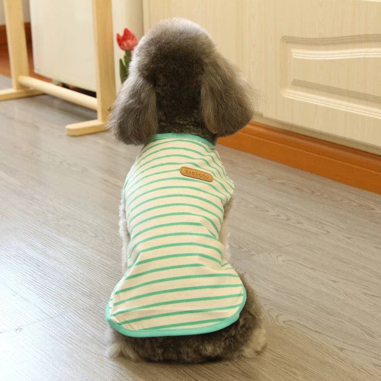 Pomdsds | Lightweight Striped Cotton Pet Vest, Everyday Spring & Summer Wear for Dogs and Cats