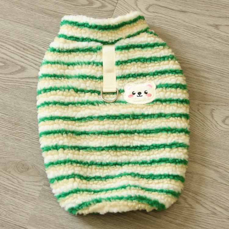 Pomdsds | Soft Fleece Pet Sweater with Striped Design, Everyday Autumn & Winter Wear for Dogs and Cats