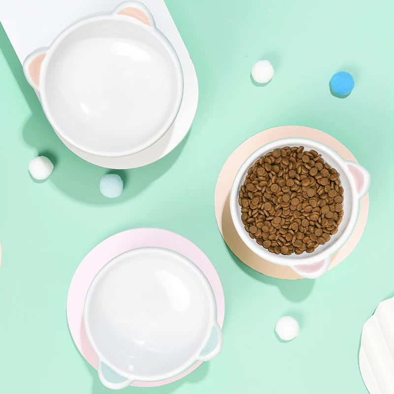 Pomdsds | Decorative Ceramic Pet Feeding Bowl with Raised Base for Daily Use