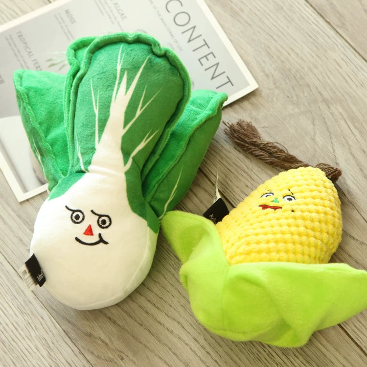 Pomdsds | Plush Vegetable-Style Dog Toy with Crinkle Texture, Soft Interactive Play for Small Dogs