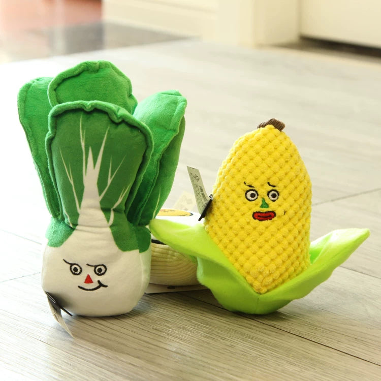 Pomdsds | Plush Vegetable-Style Dog Toy with Crinkle Texture, Soft Interactive Play for Small Dogs
