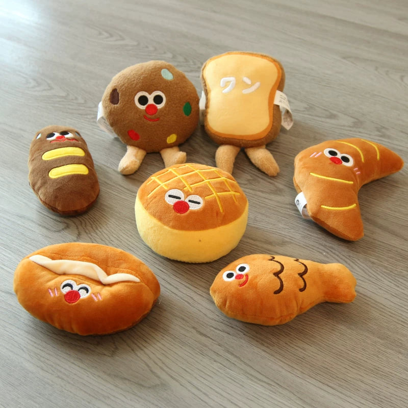 Pomdsds | Bread-Inspired Plush Puppy Toys with Gentle Sound, Everyday Interactive Play for Small Dogs