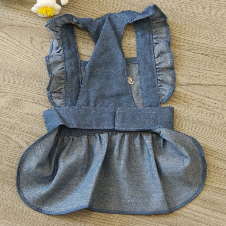 Pomdsds | Embroidered Denim Pet Skirt Dress, Lightweight Spring & Summer Wear for Dogs and Cats