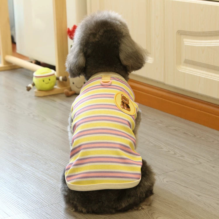 Pomdsds | Lightweight Cotton Pet Vest with Two-Tone Stripes, Everyday Spring & Summer Wear for Dogs and Cats