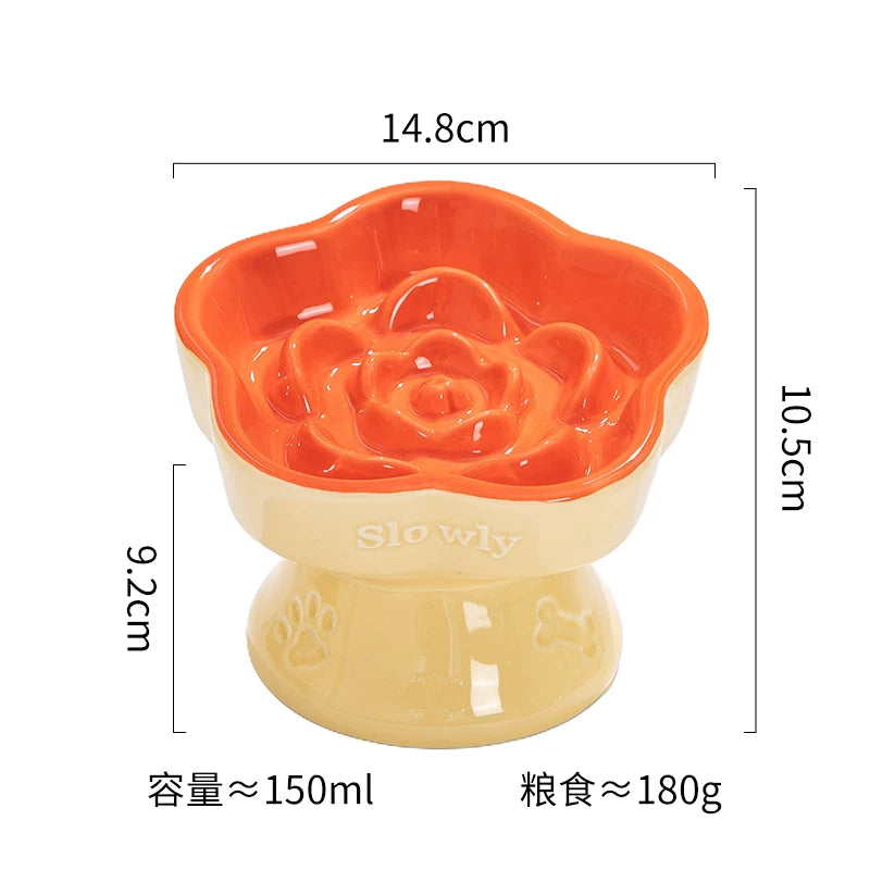 Pomdsds | Raised Ceramic Pet Bowl with Wide Opening for Cats and Small Dogs