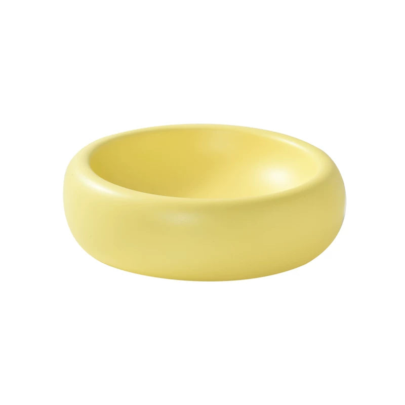 Pomdsds | Low-Profile Ceramic Pet Feeding Bowl with Flat Rim for Daily Use