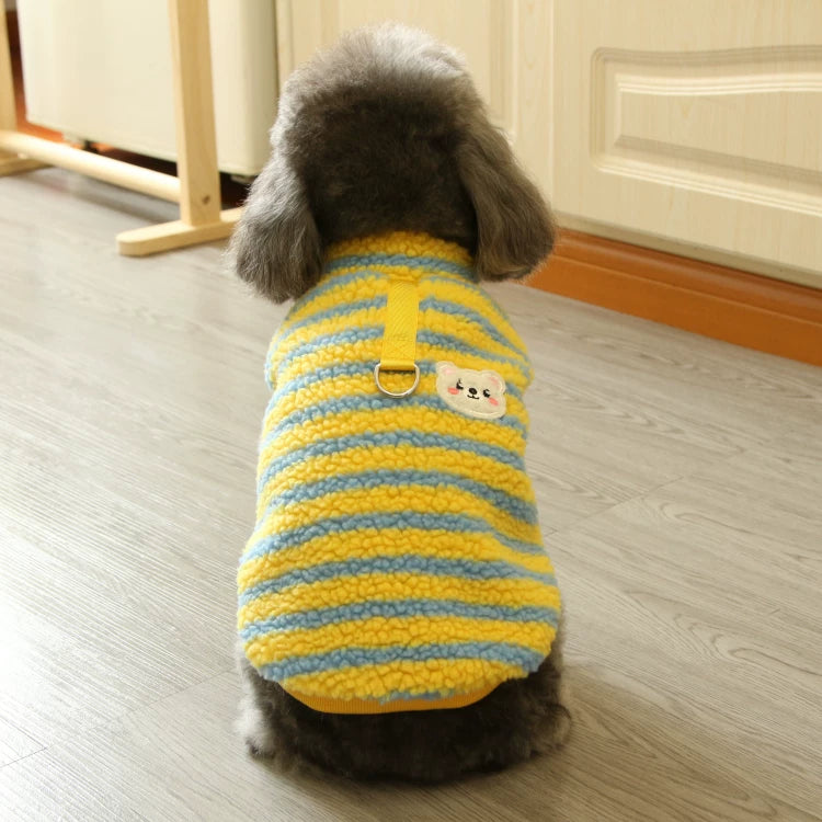 Pomdsds | Soft Fleece Pet Sweater with Striped Design, Everyday Autumn & Winter Wear for Dogs and Cats