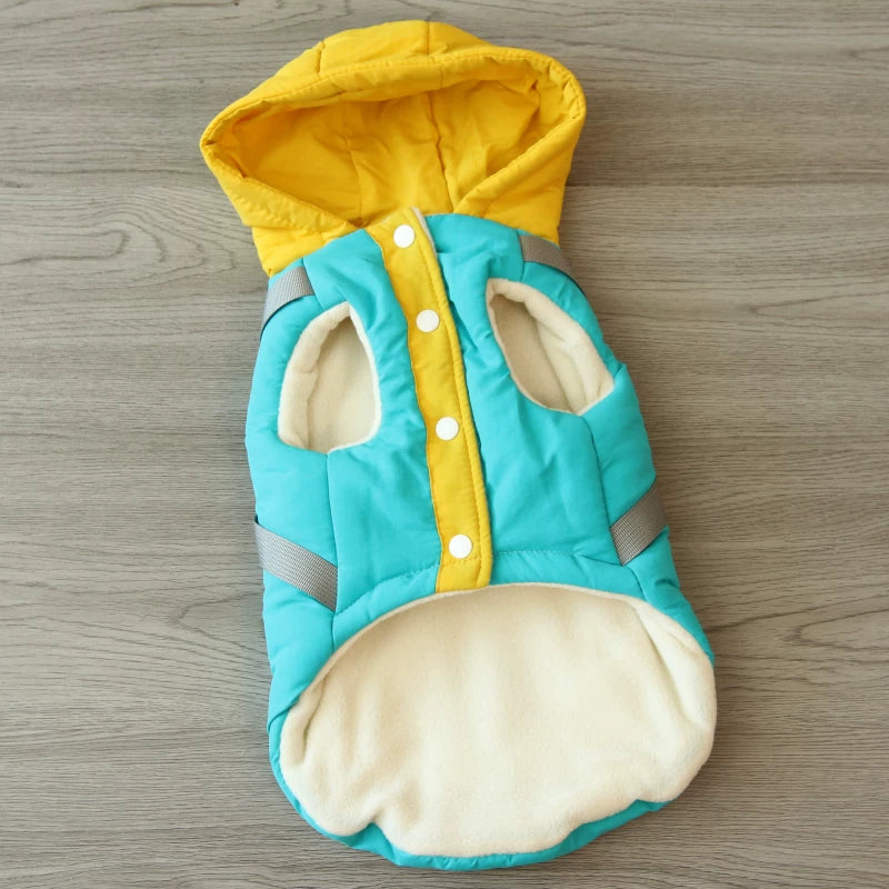 Pomdsds | Rainbow Cotton Pet Coat with Harness Style, Everyday Autumn & Winter Wear for Small Dogs