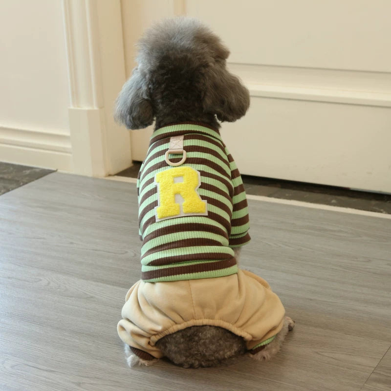 Pomdsds | Striped Four-Leg Pet Outfit, Everyday Autumn & Winter Wear for Small Dogs and Cats