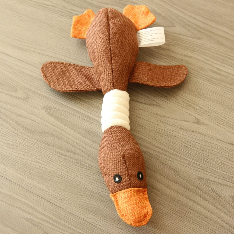 Pomdsds | Linen-Style Plush Goose Dog Toy with Gentle Sound, Everyday Interactive Play for Small Dogs
