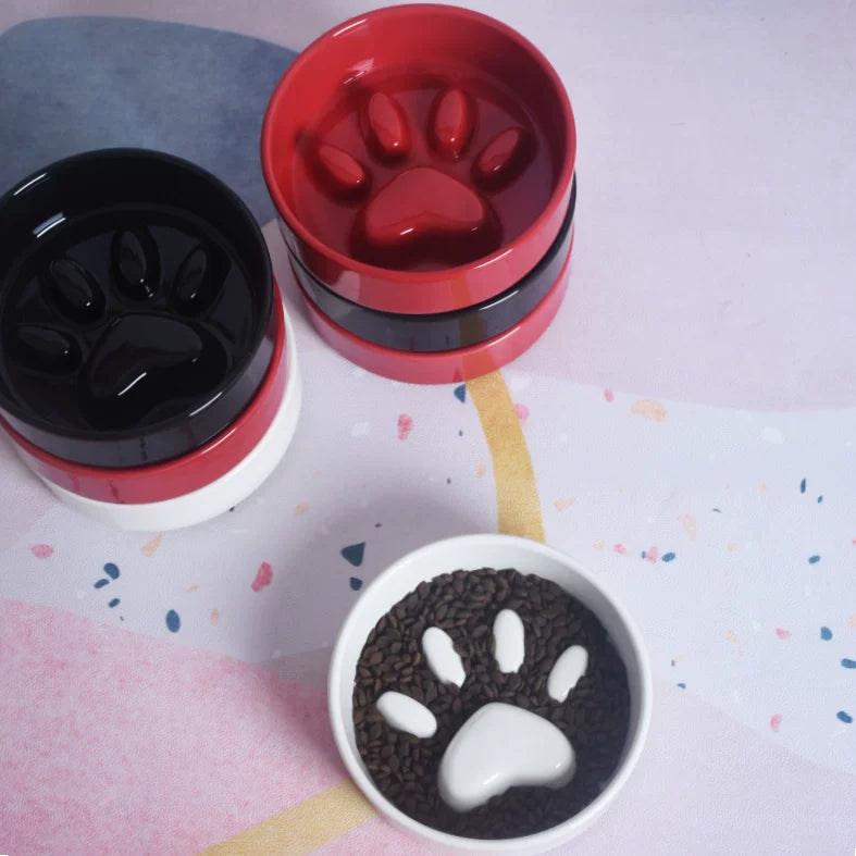 Pomdsds | Ceramic Pet Feeding Bowl with Wooden Stand and Wide Opening for Daily Use