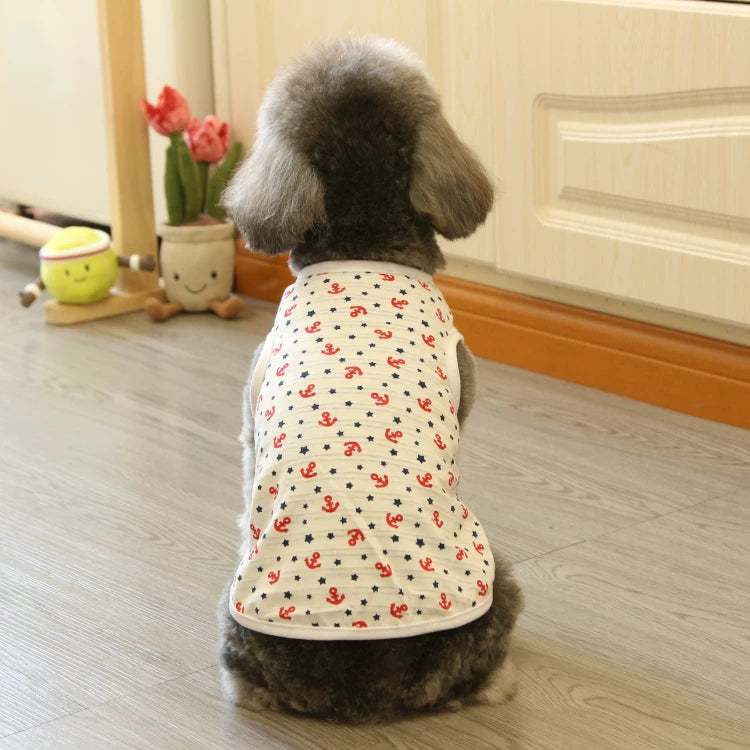 Pomdsds | Lightweight Cotton Pet Vest with Sailor Style Design, Everyday Spring & Summer Wear for Dogs and Cats