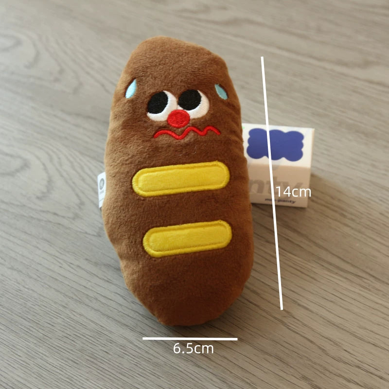 Pomdsds | Bread-Inspired Plush Puppy Toys with Gentle Sound, Everyday Interactive Play for Small Dogs