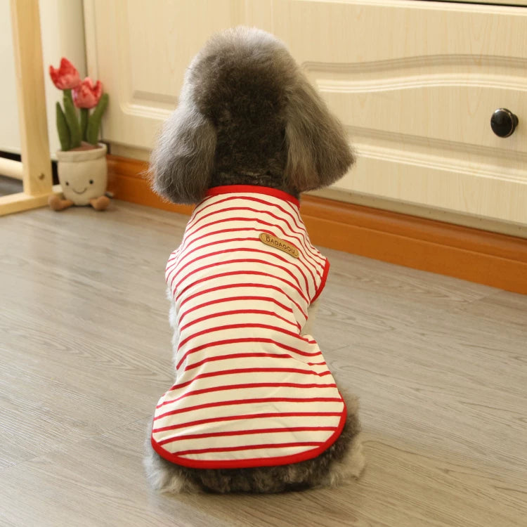 Pomdsds | Lightweight Striped Cotton Pet Vest, Everyday Spring & Summer Wear for Dogs and Cats