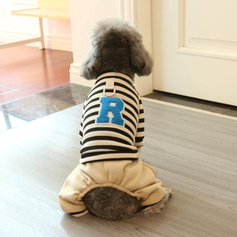 Pomdsds | Striped Four-Leg Pet Outfit, Everyday Autumn & Winter Wear for Small Dogs and Cats