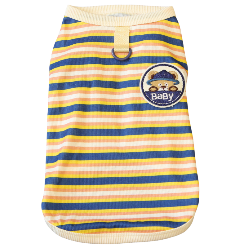 Pomdsds | Lightweight Cotton Pet Vest with Two-Tone Stripes, Everyday Spring & Summer Wear for Dogs and Cats