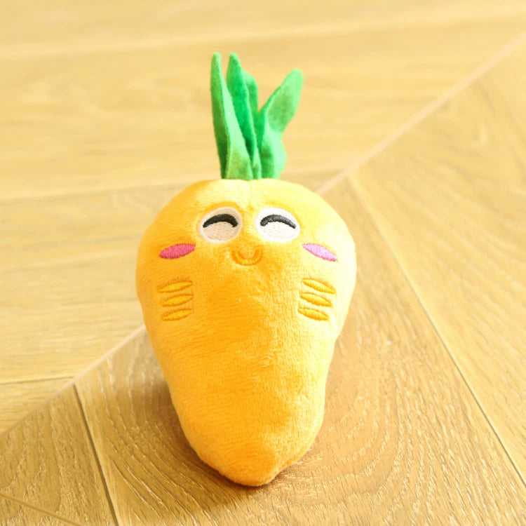 Pomdsds | Plush Fruit & Vegetable–Style Puppy Toy with Gentle Sound, Everyday Play for Small Dogs